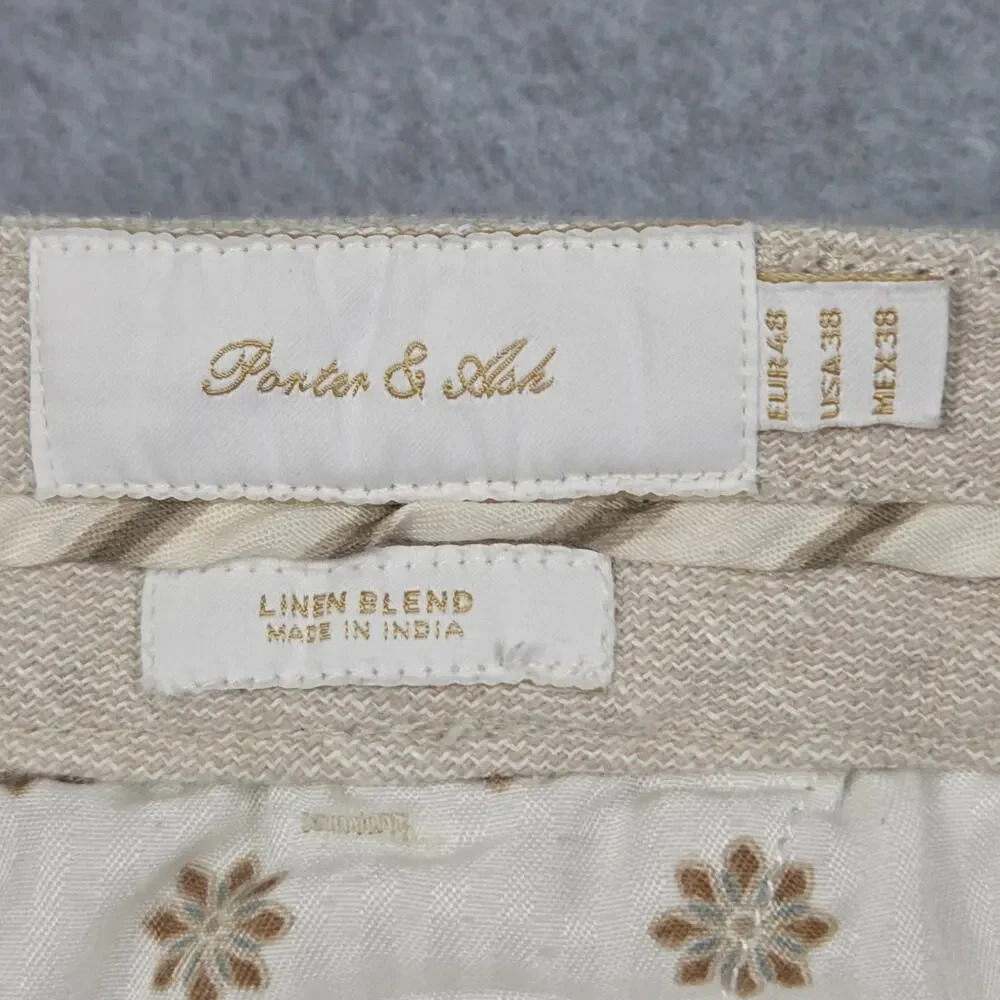 Porter & Ash Mens 36 Linen Blend Flat Front Chino Style Shorts
